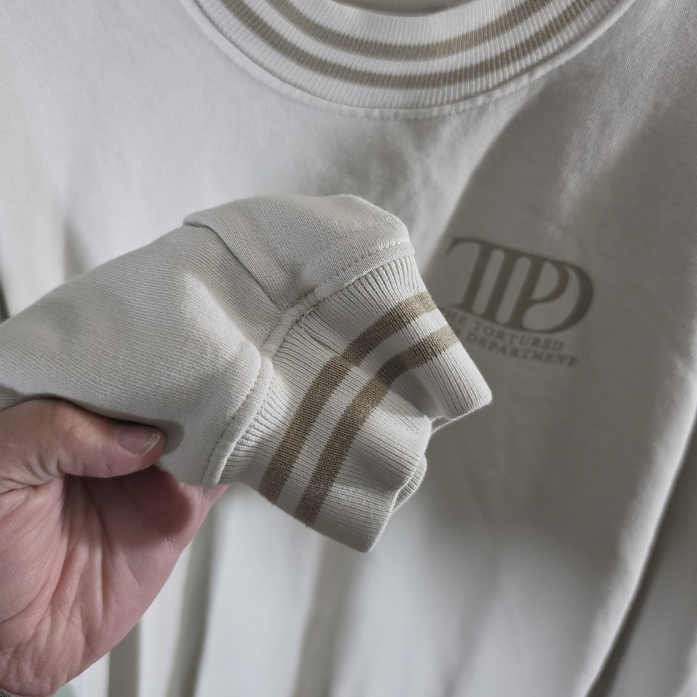 Taylor Swift The Tortured Poets Department Cream/Beige Crewneck Sweater Size L - Picture 3 of 7